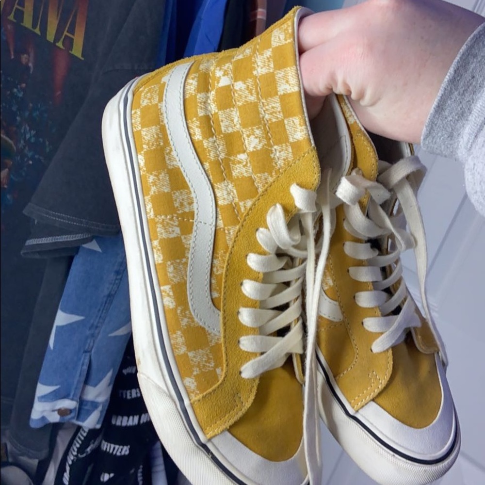Yellow Hightop Checker Vans